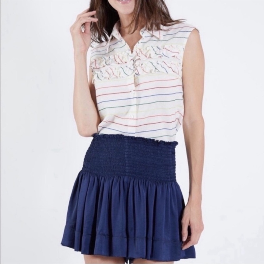 Koch Charlotte Sleeveless Button Up Top Rainbow Stripe